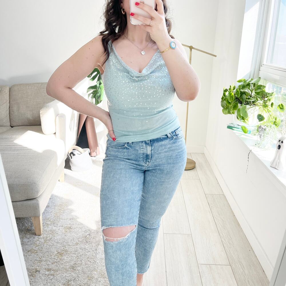 Kay Celine Vintage Blue Sequin Tank